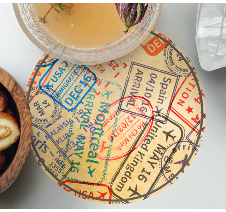 Nowoczesna podkładka pod kubek Znaczki podróżne - TenStickers