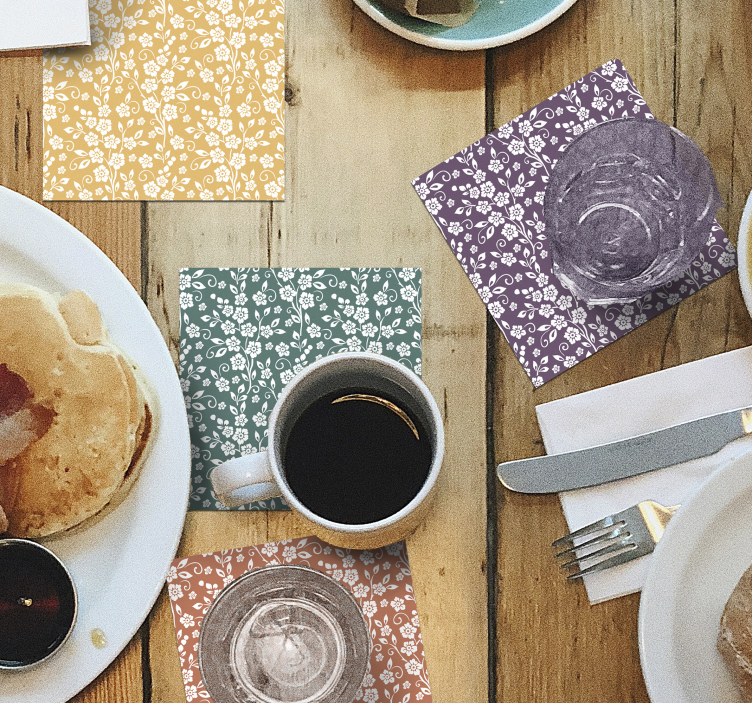 Podkładka pod kubek elegancki wzór kwiatowy - TenStickers