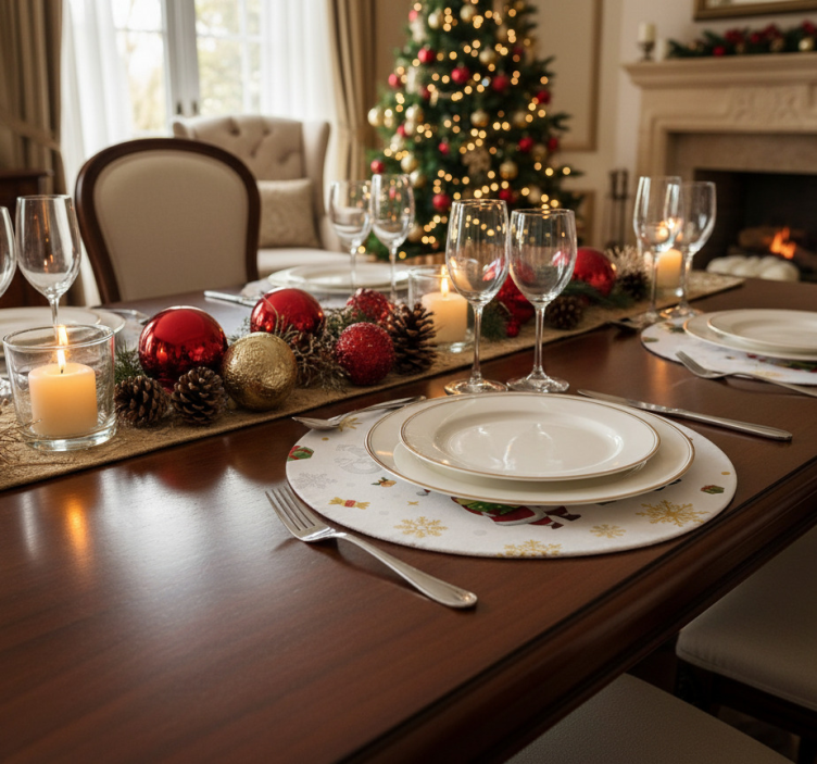 Podkładka pod kubek na święta mikołaj z elfem - TenStickers