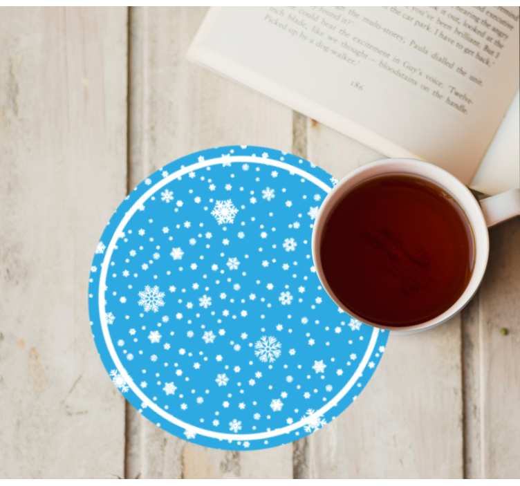 Podkładka pod kubek na święta w okrągłe płatki śniegu - TenStickers