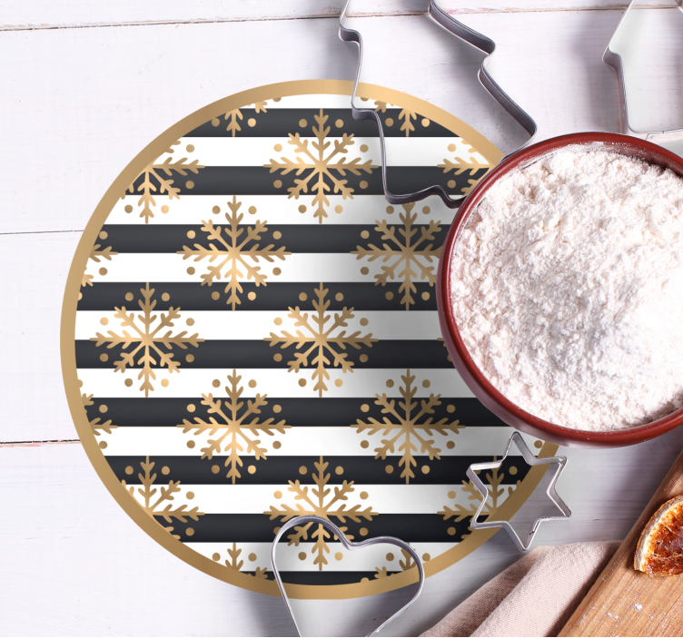 Podkładka pod kubek na święta w paski ze śnieżynkami - TenStickers