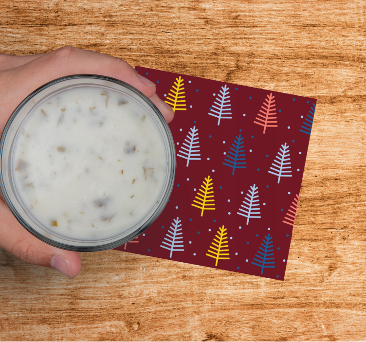 Podkładka pod kubek na święta wzór kolorowych drzew - TenStickers