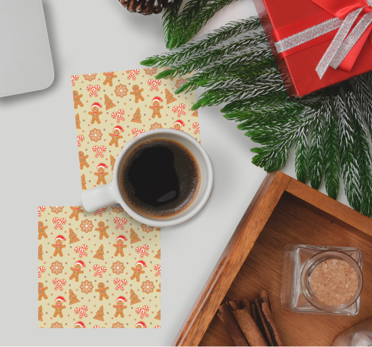 Podkładka pod kubek na święta wzór piernikowy - TenStickers