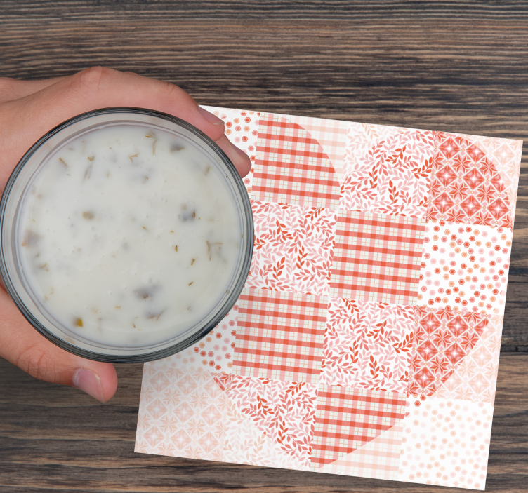 Podkładka pod kubek na święta wzór serc w patchworku - TenStickers