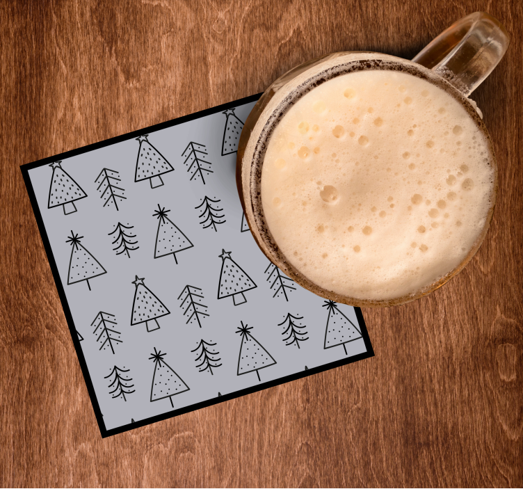 Podkładka pod kubek na święta wzory stylizowanych drzew - TenStickers