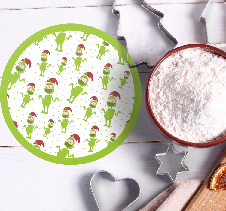 Podkładka pod kubek na święta zabawne zielone postacie - TenStickers