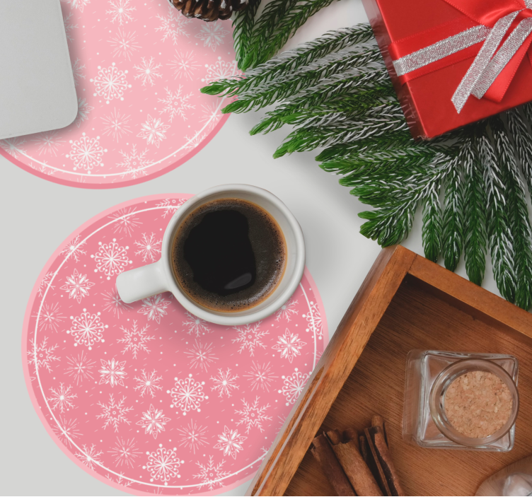 Podkładka pod kubek na święta zestaw wzorów śnieżynki - TenStickers