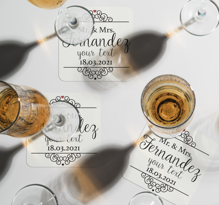 Podstawka pod kubek ślubna Pan i pani - TenStickers