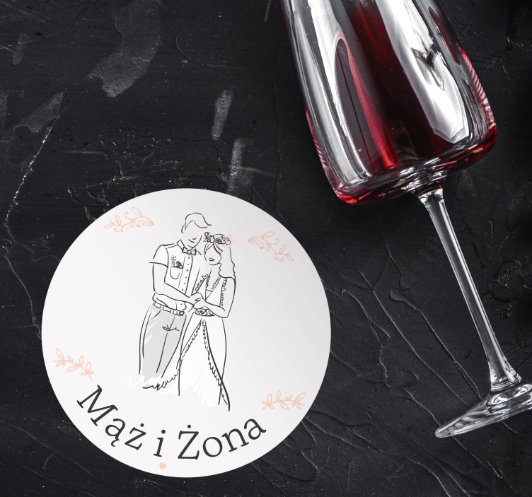 Podstawka pod kubek ślubna Urocza para z nazwą - TenStickers