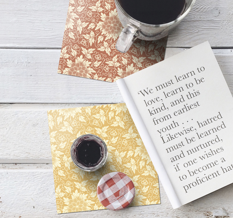 Podkładka pod kubek vintage z ornamentem kwiatowym - TenStickers