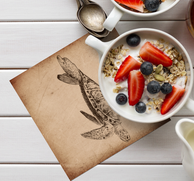 Podkładka pod kubek vintage żółw - TenStickers