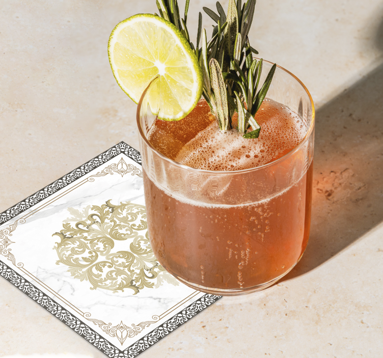 Podkładka pod kubek z wzorami elegancki złoty barok - TenStickers