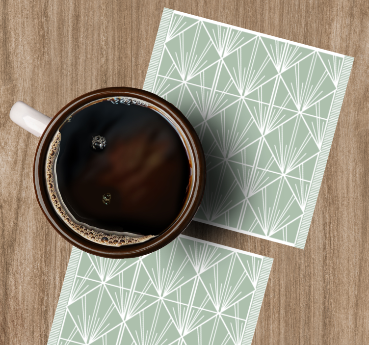 Podkładka pod kubek z wzorami liściaste wzory geometryczne - TenStickers