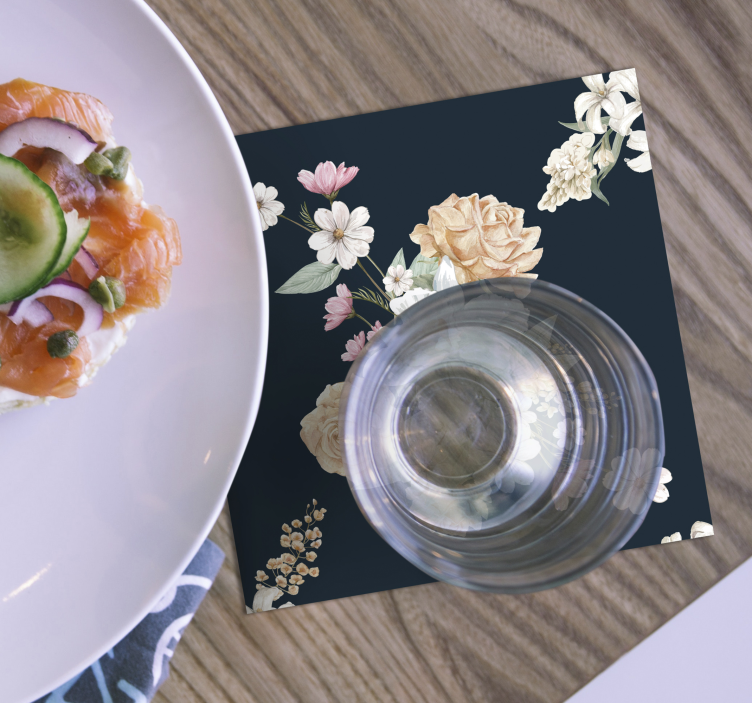 Podkładka pod kubek vintage z bukietem kwiatów - TenStickers