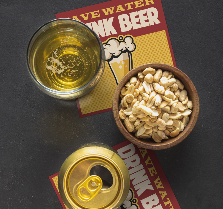 Podkładki pod piwo oszczędzaj wodę - TenStickers