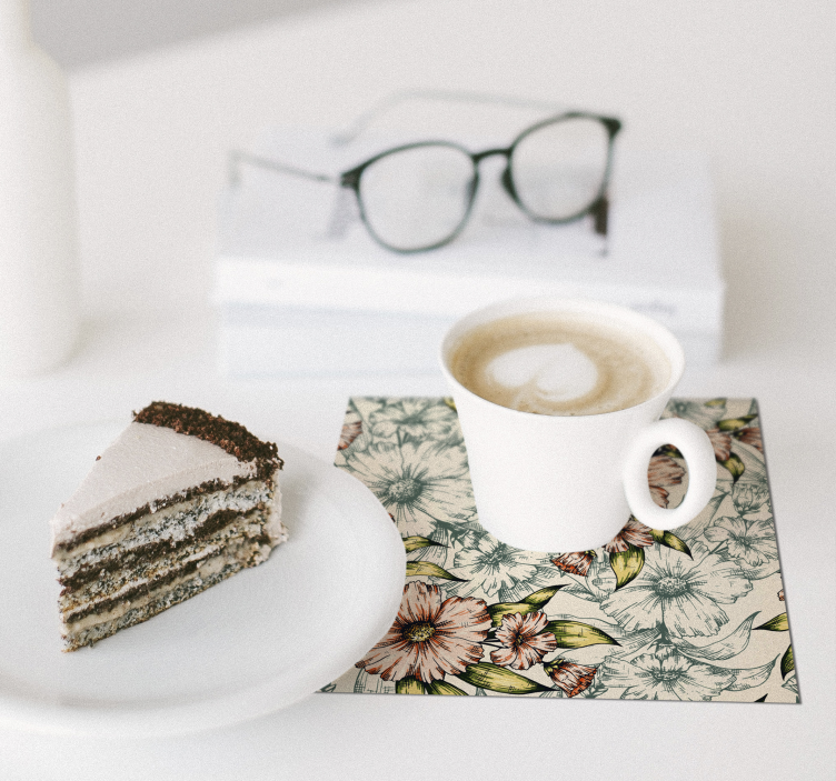 Podkładka pod kubek w kwiatowy wzór - TenStickers