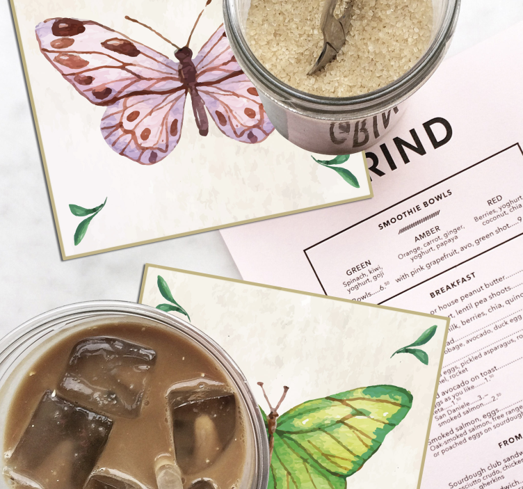 Podstawki pod kubek motyle Płytki motyle - TenStickers