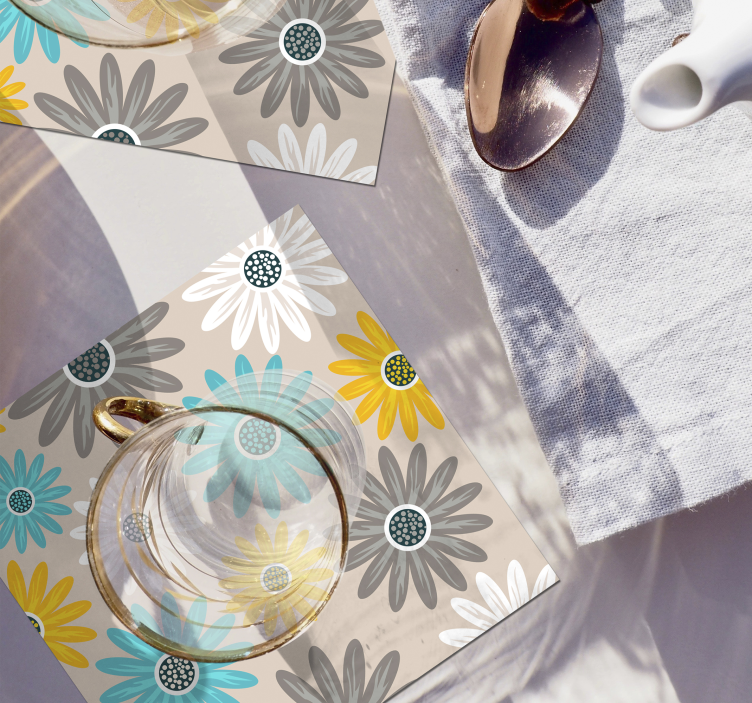 Podkładki pod kubek kolorowe stokrotki - TenStickers