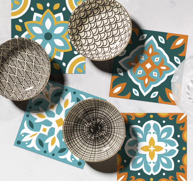 Podkładka pod kubek kolorowe płytki ozdobne - TenStickers