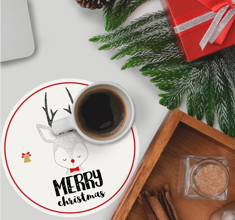 Podkładka pod kubek Wesołych Świąt z reniferami - TenStickers