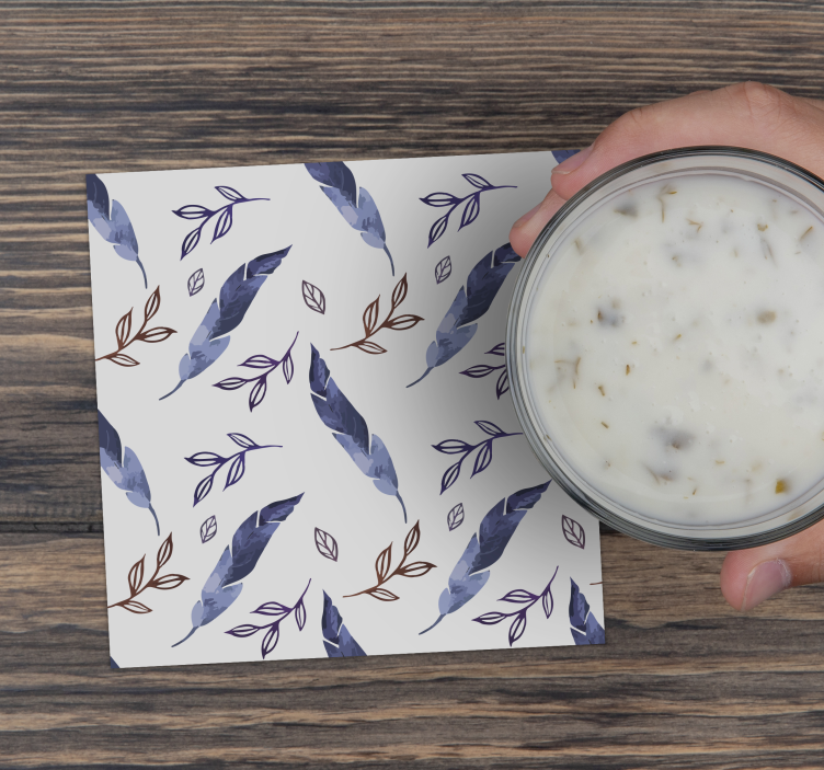 Vintage podstawka pod kubek eleganckie piórka - TenStickers