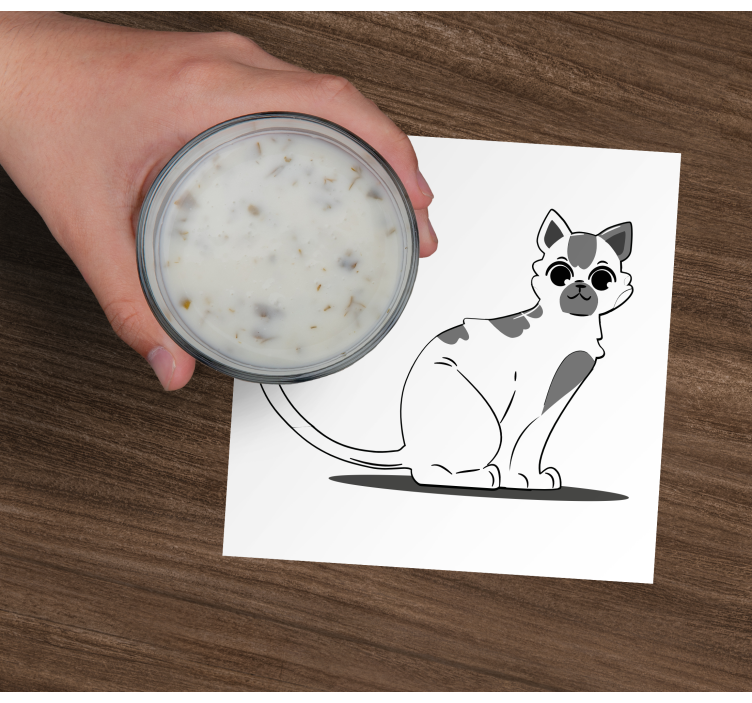 Vintage podstawki pod kubek Narysowany kot - TenStickers