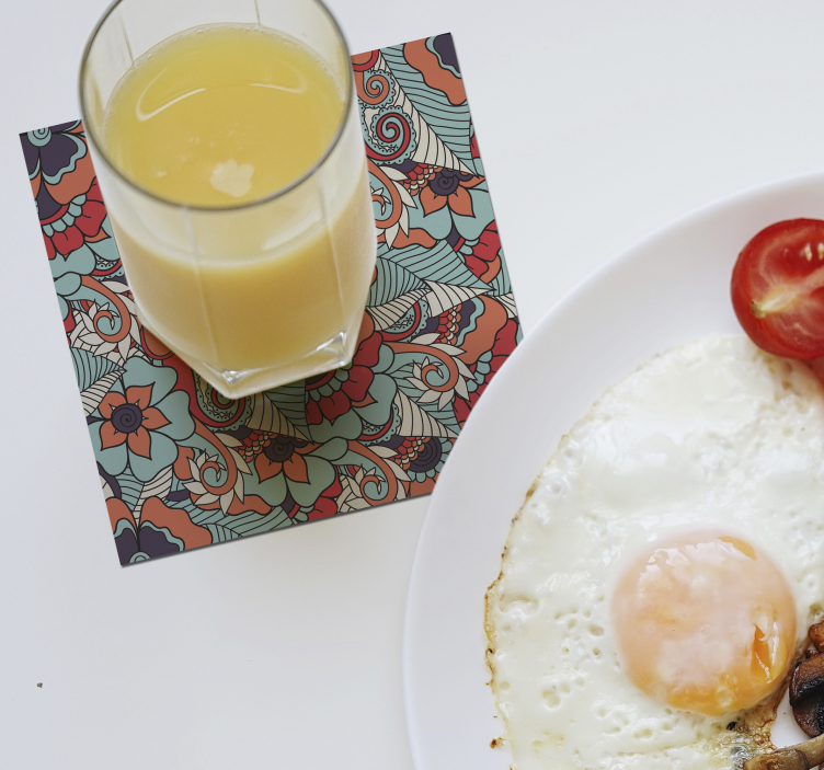 Podkładki pod kubek w kwiatowy wzór paisley - TenStickers