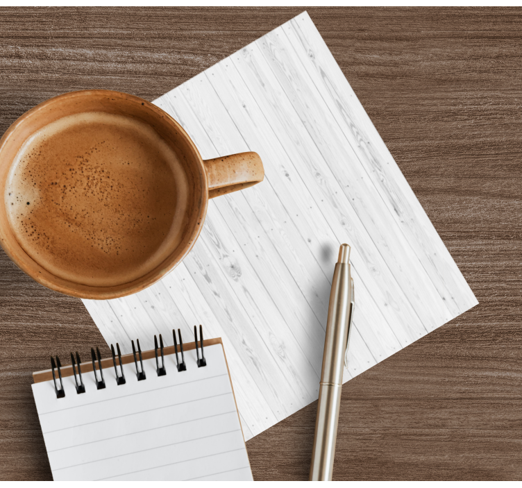 Podkładki pod kubek z wzorami Biały drewniany wzór z deskami - TenStickers