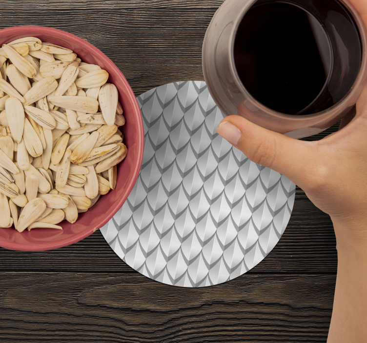 Podkładki pod kubek z wzorami Okrągły szary wzór łusek smoka - TenStickers