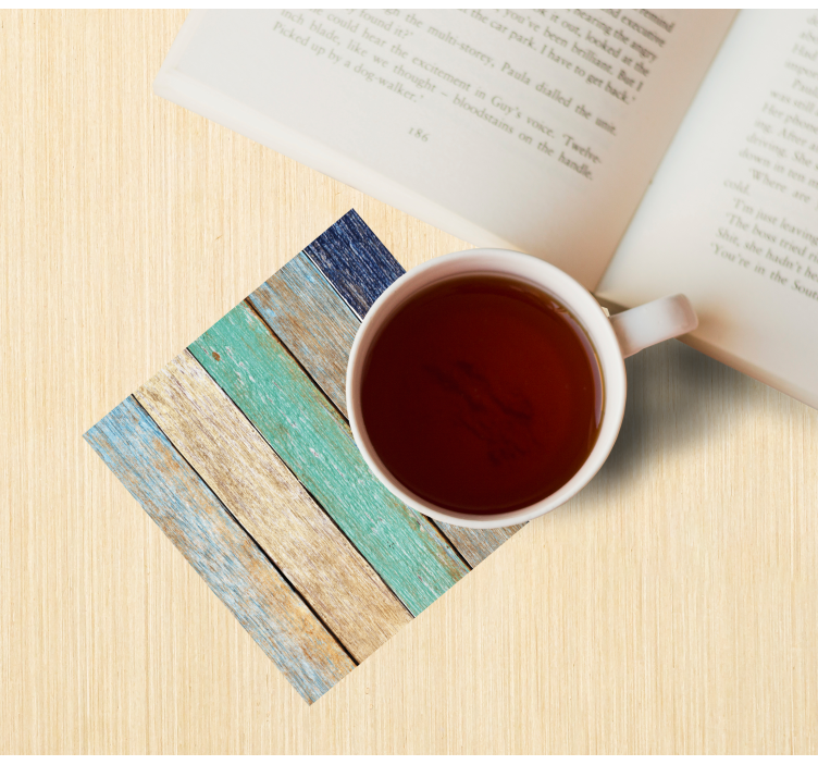 Podkładki pod kubek z wzorami Wyblakłe niebieskie drewno - TenStickers