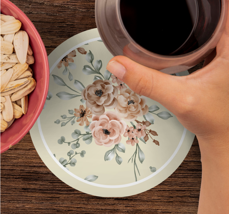 Vintage podstawka pod kubek wzór kwiatowy elegancki - TenStickers