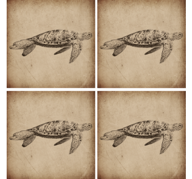 Podkładka pod kubek vintage żółw rysunek - TenStickers