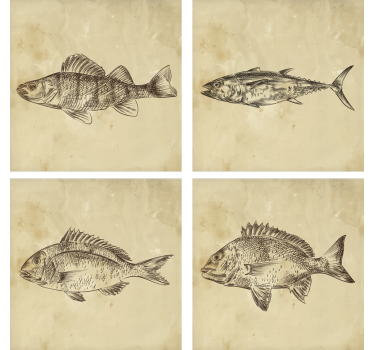 Podkładki pod kubek vintage ryba - TenStickers