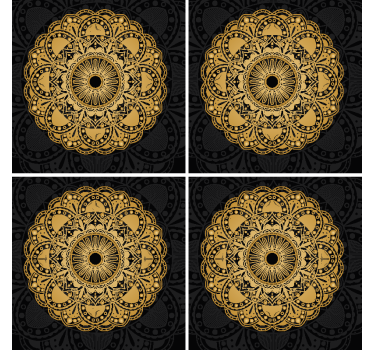 Podstawka pod kubek vintage złota Mandala - TenStickers