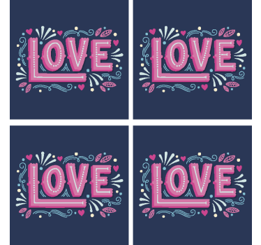 Podkładka pod kubek z tekstem typografia miłości - TenStickers