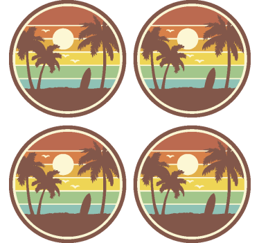 Podkładka pod kubek retro surf palmy - TenStickers