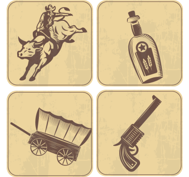 Vintage podstawka pod kubek rodeo kowboja - TenStickers