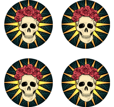 Podkładka pod kubek halloween Czaszka kobiet z różą - TenStickers