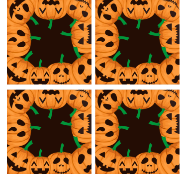 Podkładka pod kubek halloween uśmiechnięte dynie - TenStickers