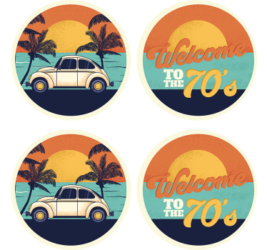 Vintage podkładki pod kubek Witamy w latach 70-tych - TenStickers