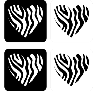 Podstawki pod kubek Serce z nadrukiem zebry - TenStickers