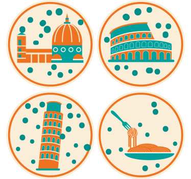 Nowoczesna podkładka pod kubek ikoniczne włoskie zabytki - TenStickers