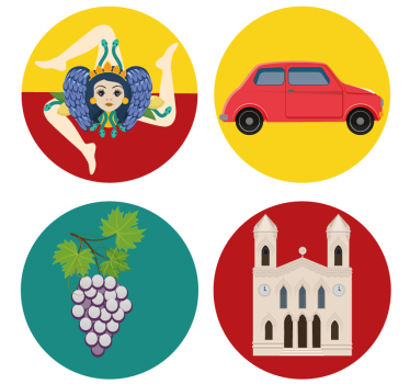 Sycylia kolorowe ikony więcej podstawek - TenStickers