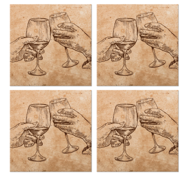 Podkładka pod piwo rysowane szklanki cheers - TenStickers