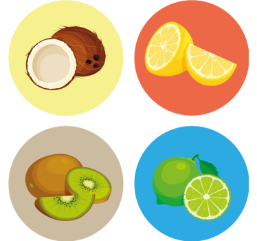 Nowoczesna podkładka pod kubek kolekcja ilustracji owoców - TenStickers