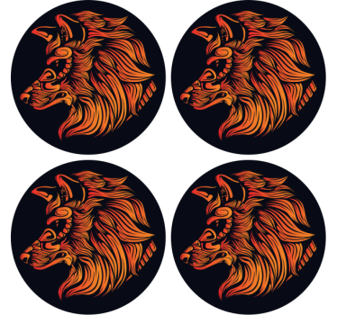 Vintage podstawka pod kubek profil groźnego wilka - TenStickers