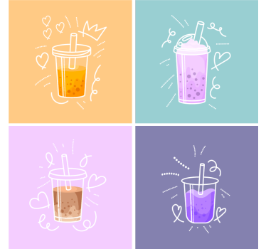 Nowoczesna podkładka pod kubek ilustracje kolorowych napojów - TenStickers
