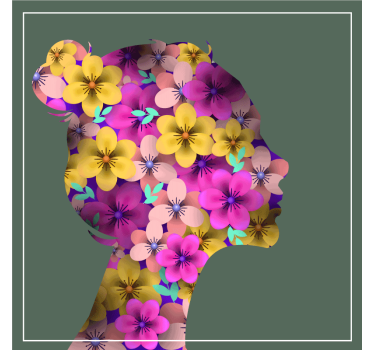 Nowoczesna podkładka pod kubek kwiatowy profil silhouette - TenStickers