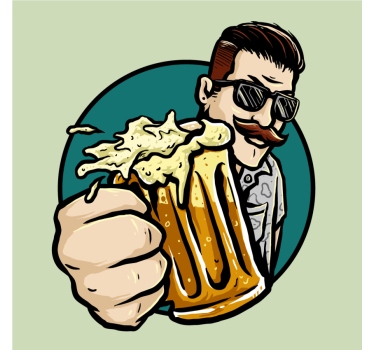 Podkładka pod piwo z wąsami i kuflem - TenStickers