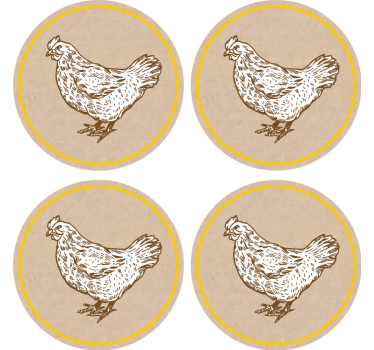 Vintage podstawka pod kubek z uroczym motywem kurczaka - TenStickers